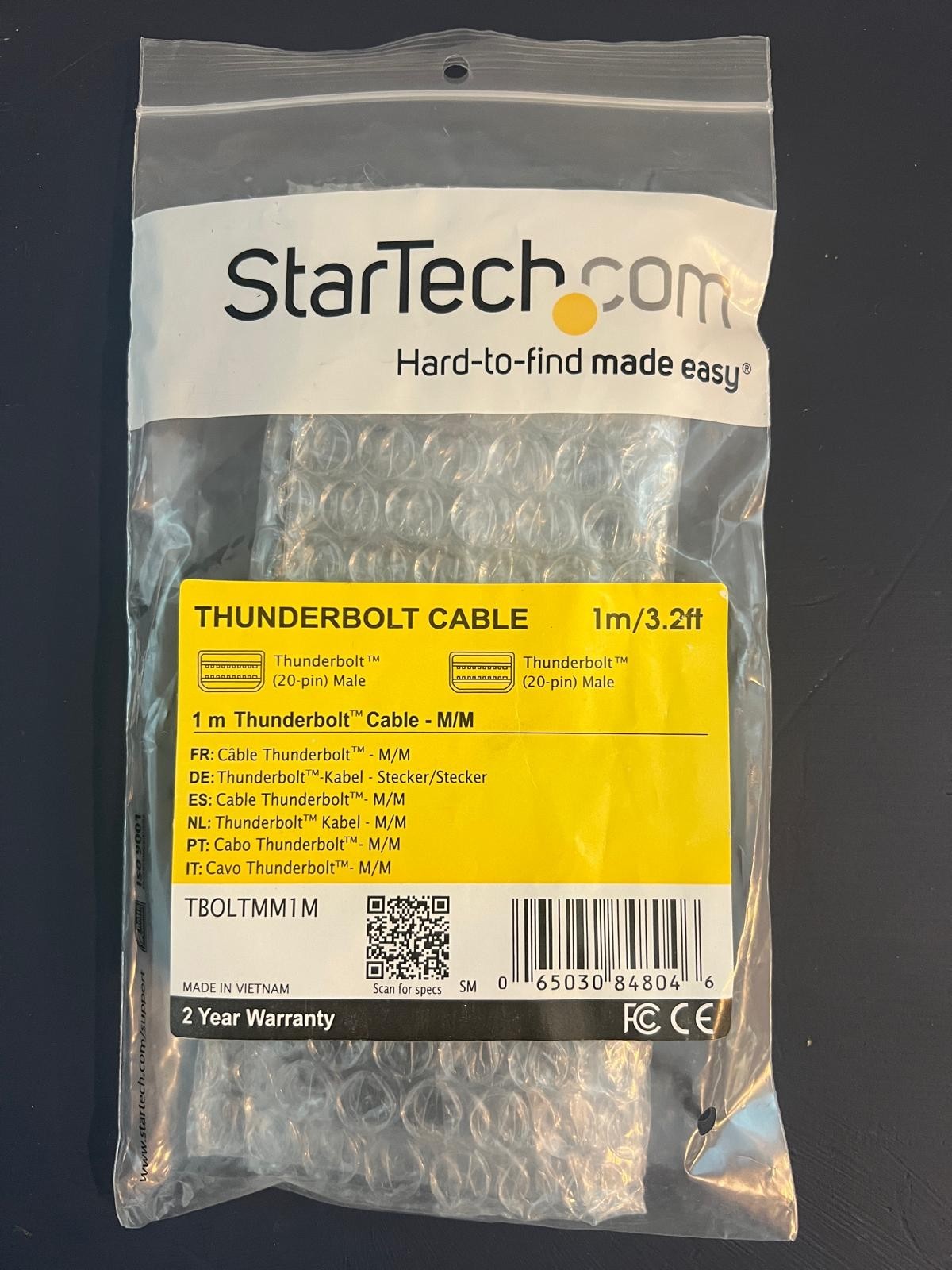 StarTech.com TBOLTMM1M – 1 m Thunderbolt Cable (20-Pin Male to 20-Pin Male)