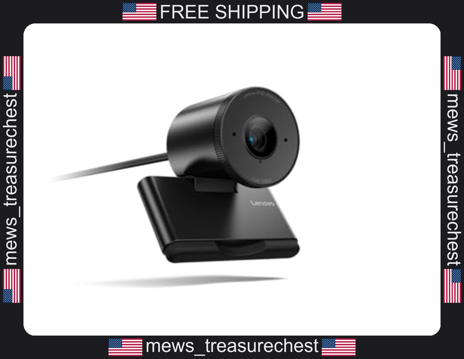 Lenovo FHD Webcam 1080p 30fps with Noise-Cancelling Microphones, Privacy Shutter