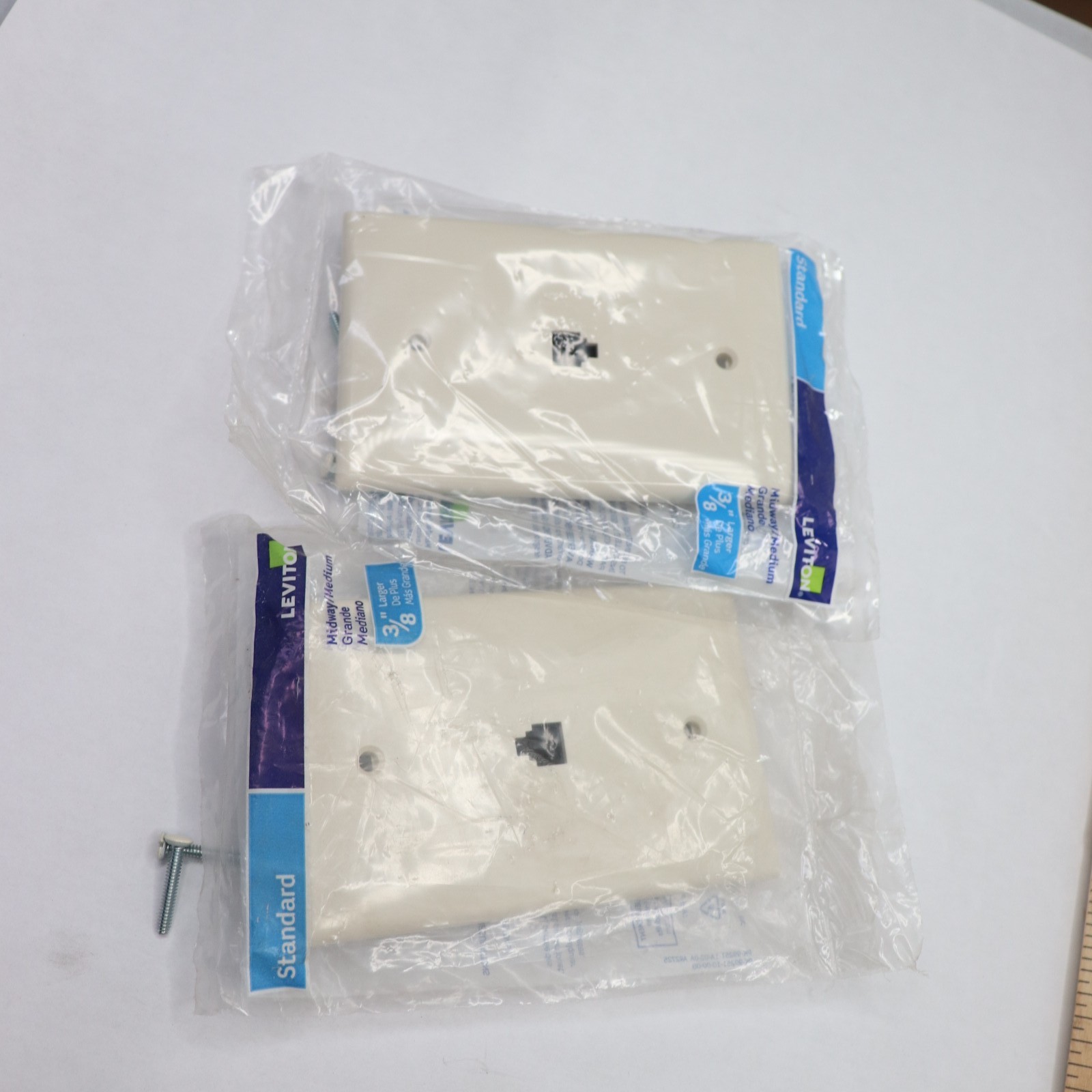 (2-Pk) Leviton Midsize Telephone Wall Jack 6P4C Light Almond 40539-PMT 