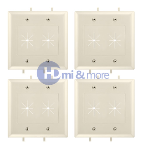 4x Wall Plate With Flexible Opening Cable Plate 2 Gang Lite Almond