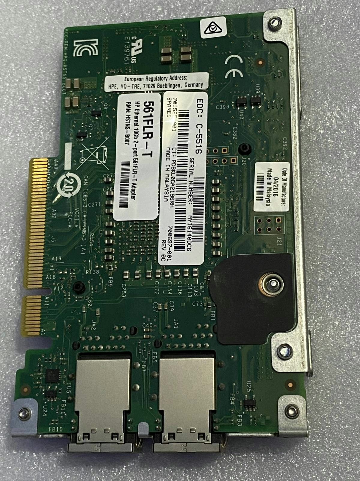 HP 561FLR-T Dual 10G RJ45 Network Card 700697-001 Intel X540-T2