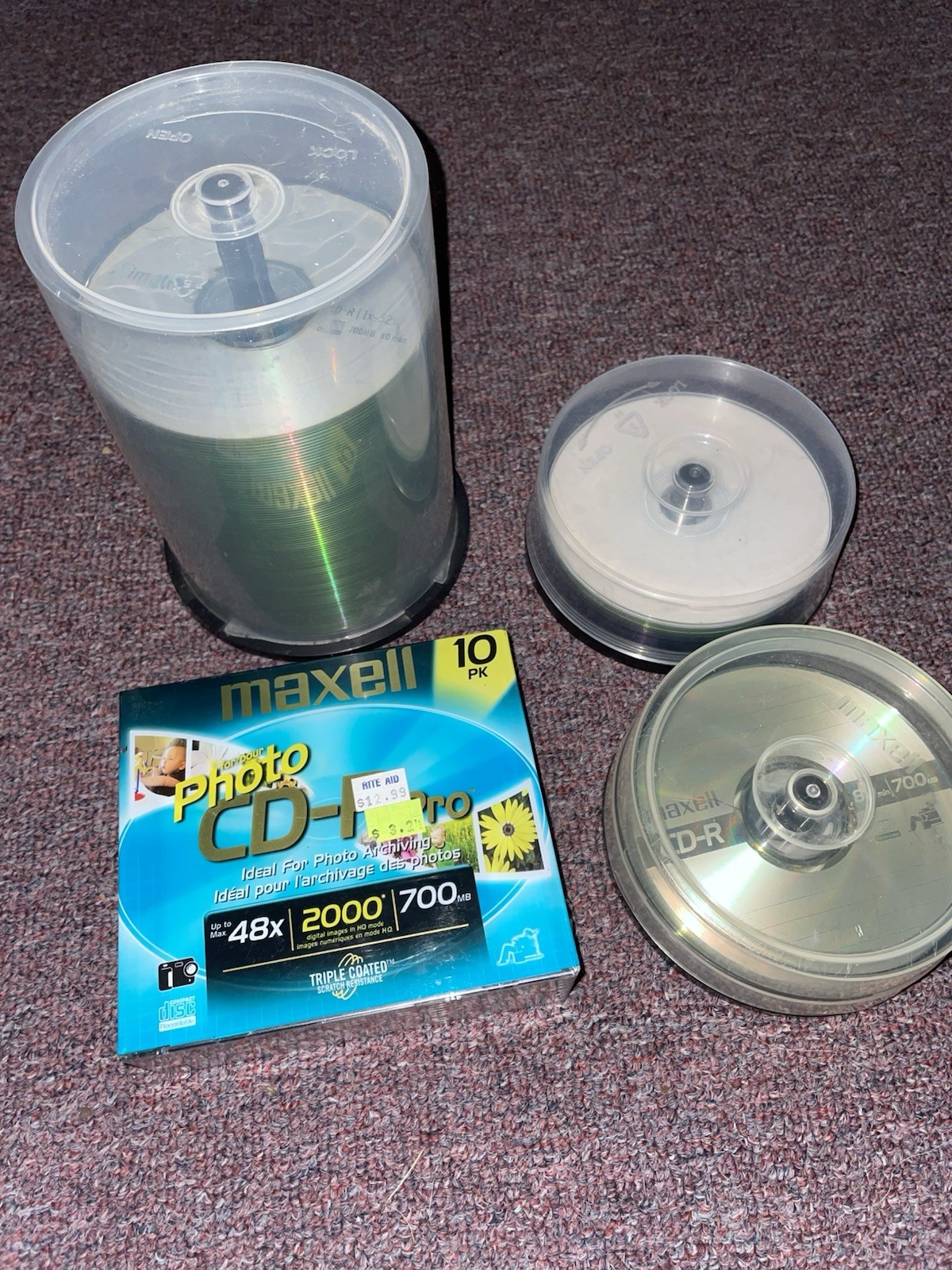 Lot Of 130 Blank CD-R Disks Maxwell CD-R Pro 700MB 10 Pack Sealed