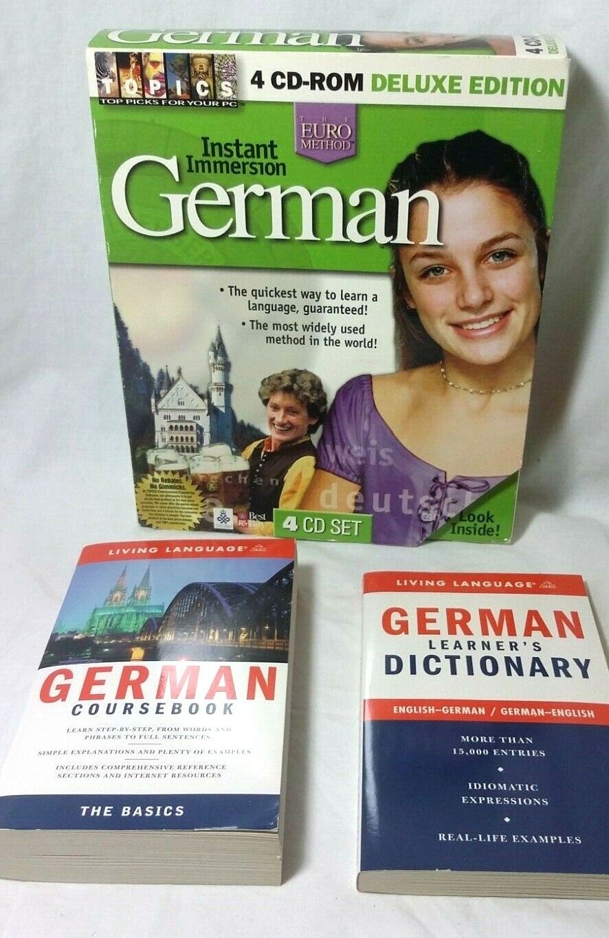 Instant Immersion German 4 CD-Rom Software Living Language Coursebook Dictionary