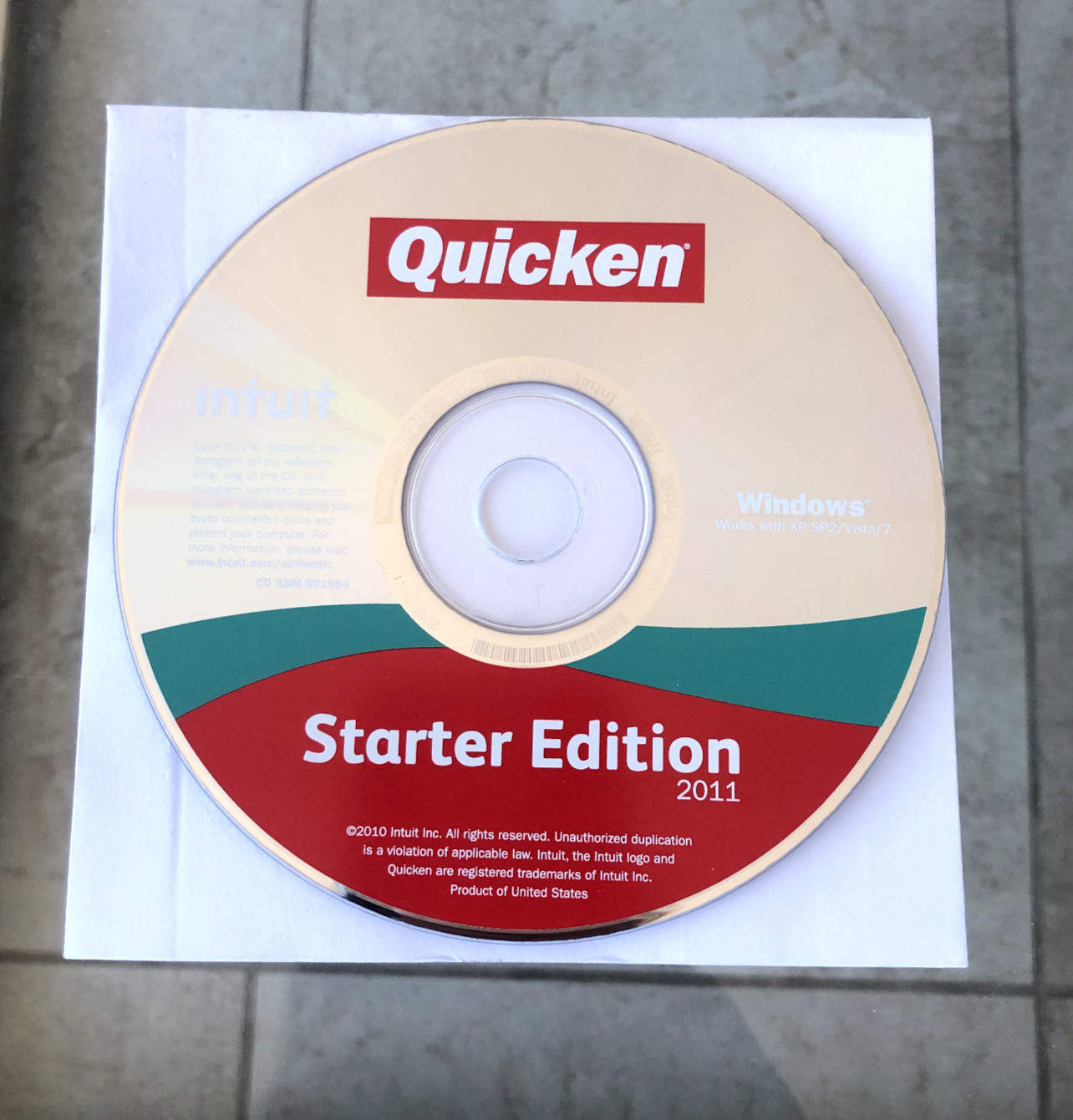 Intuit Quicken Starter Edition 2011 Windows XP/ SP2/Vista/ 7