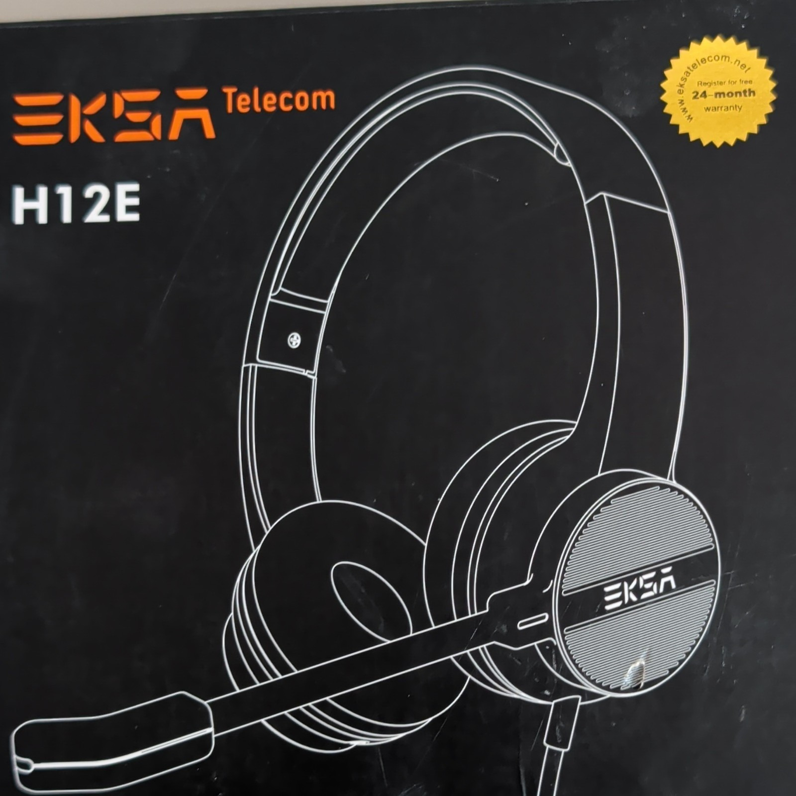 EKSA Telecom H12E USB Noise Cancelling Headset Boom Mic Over-Ear Black