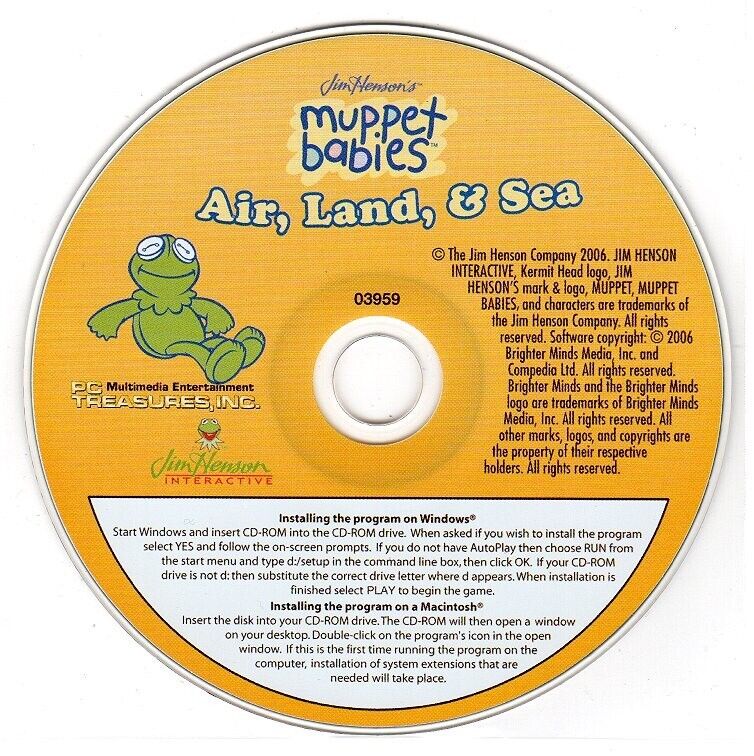 Muppet Babies Air, Land & Sea (Ages 2-5) (PC-CD, 2006) Windows -NEW CD in SLEEVE