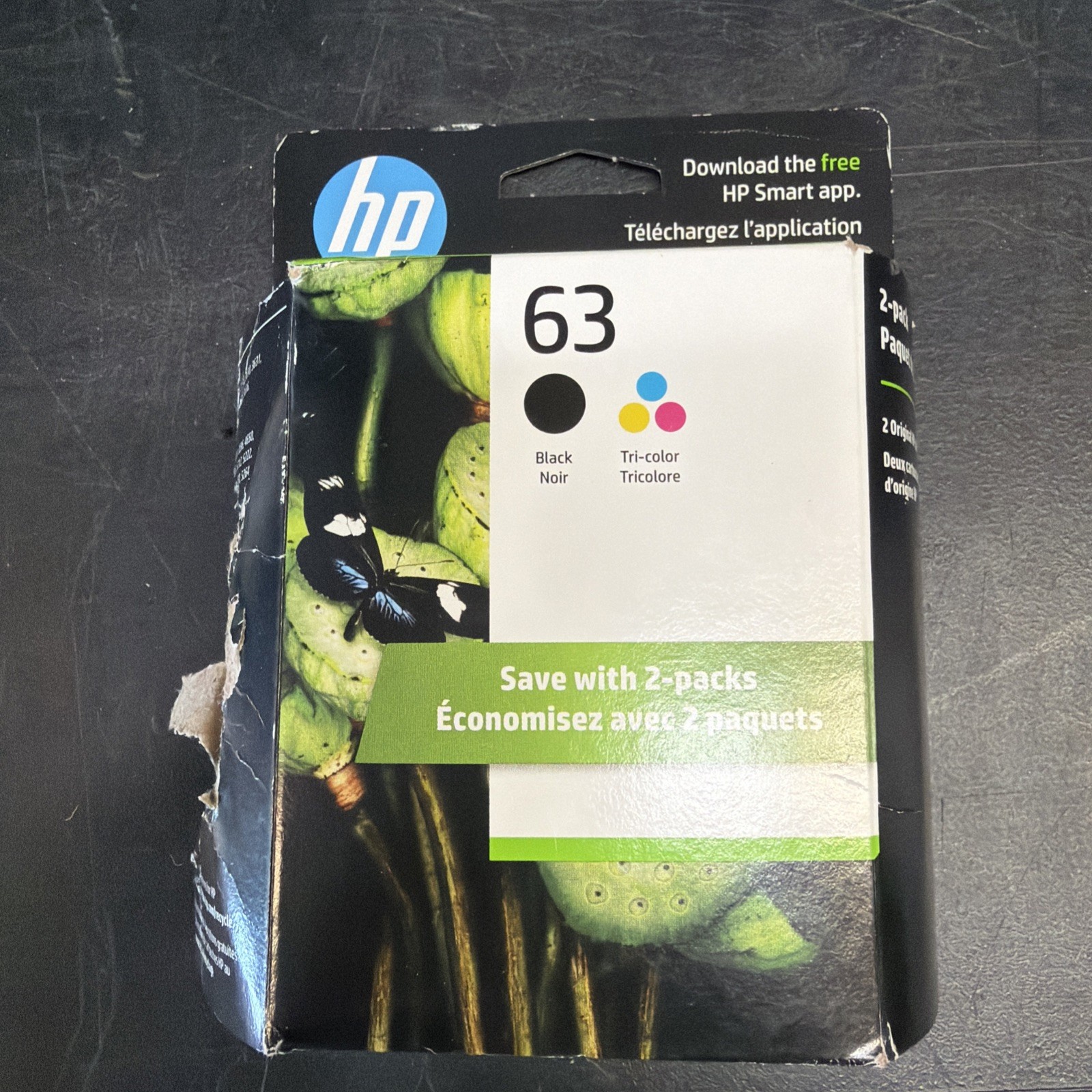 HP 63 Black & Tri-Color Ink Cartridge Combo Pack NEW in Box EXP 2027 