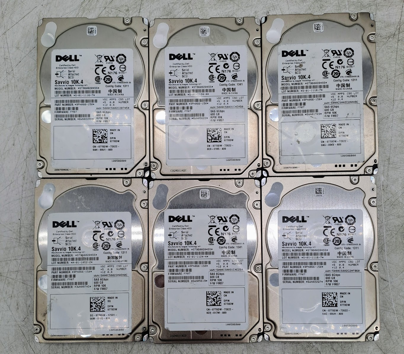 SAS-Lot of 6 Dell ST9600204SS 600gb 10k 2.5in SAS Hard Drive