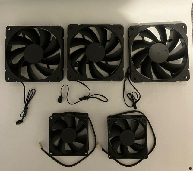 Lot of 5 PC Case Fans- (3) 120mm 3-Pin and (2) 80mm 3-Pin
