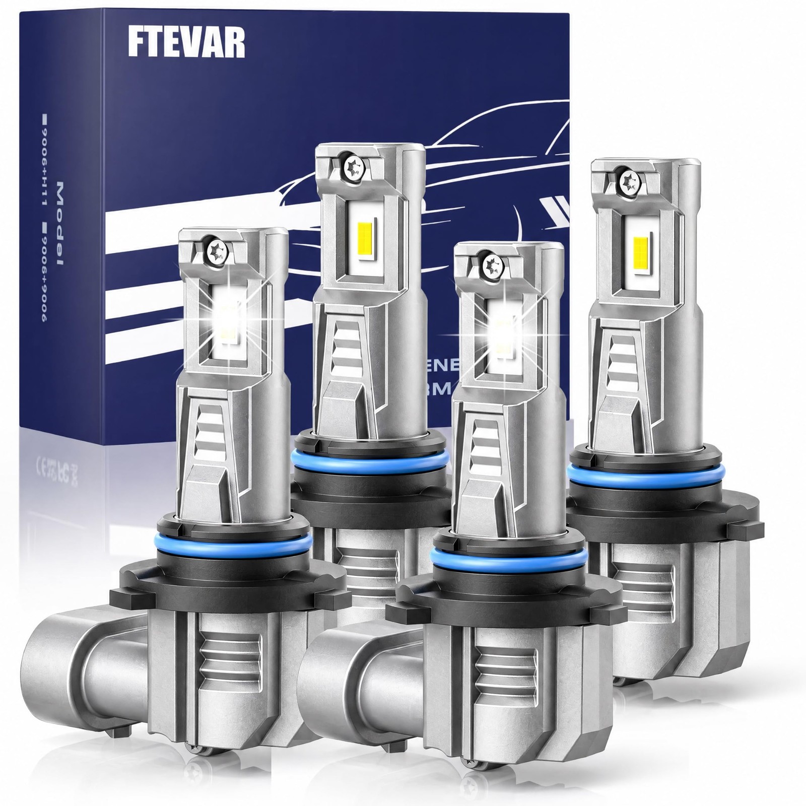 9005/HB3 & 9006/HB4 LED Bulbs Combo, High & Low Beam, 4 Pack Cool White