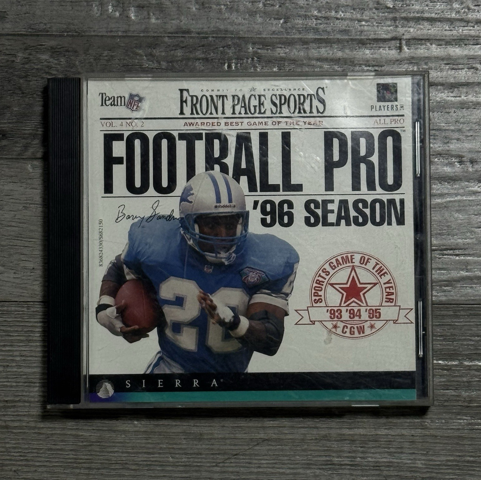 Front Page Sports Football Pro ’96 Season PC CD-ROM Barry Sanders game Untested