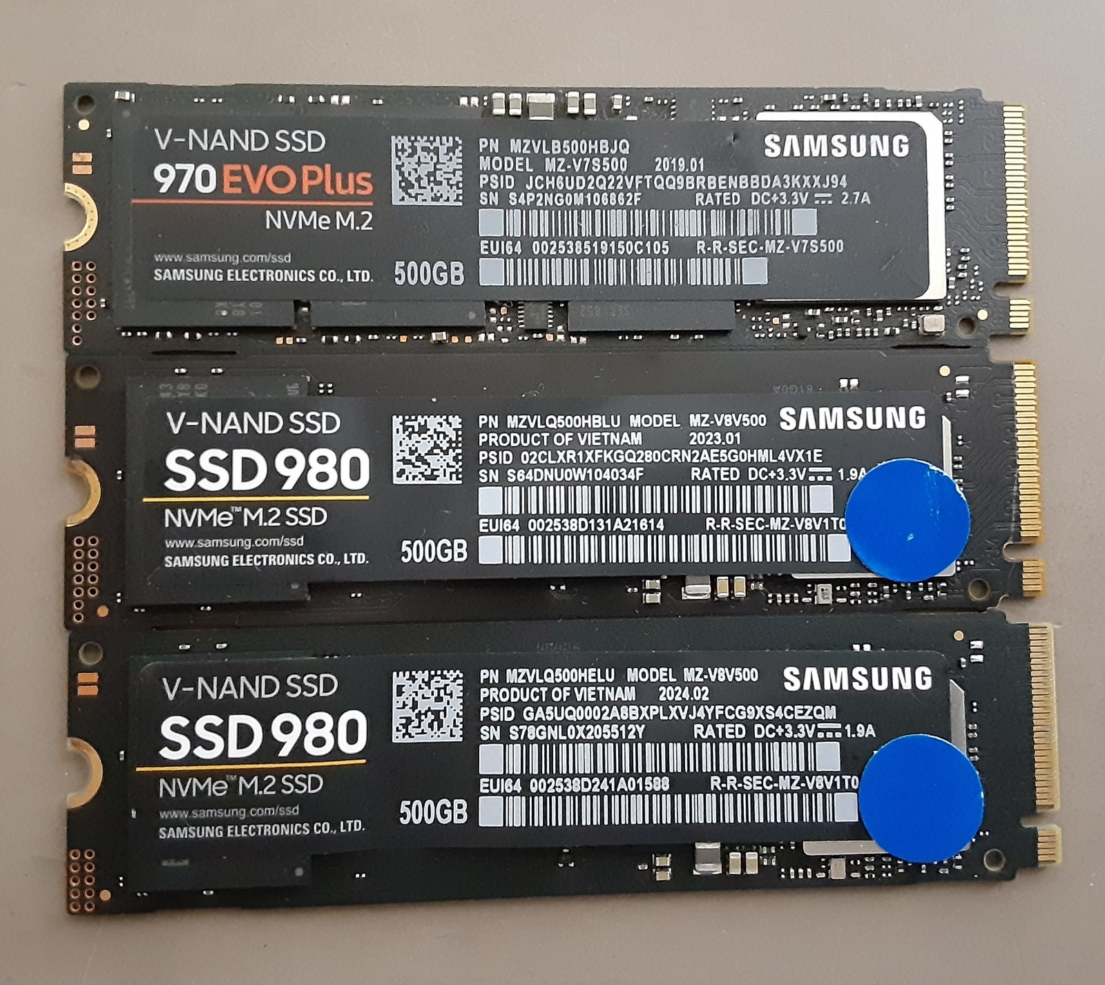 *LOT OF 3* Samsung 500GB V-NAND NVMe M.2 2280 SSDs | See Photo