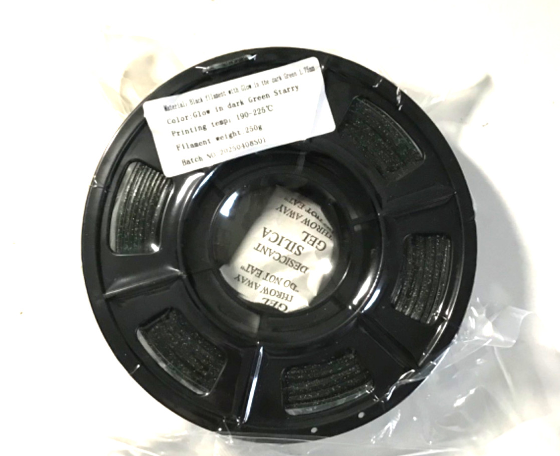 3D Printer Filament Black w/ Glow in the Dark Green 1.75mm /250 grams