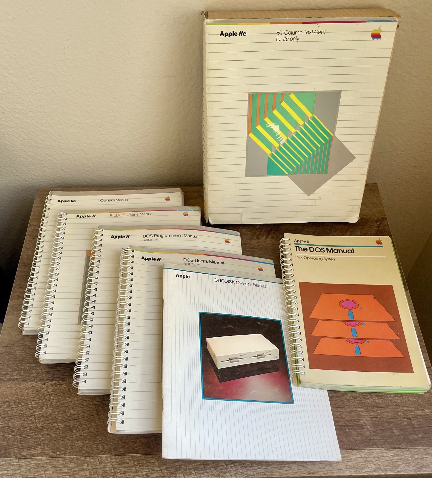 Vintage Apple IIe Manuals ProDOS DOS DuoDisk 80-Column Text Card Box Lot