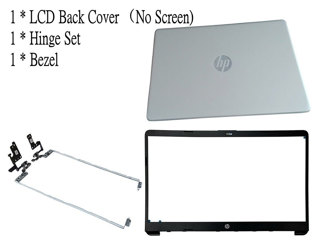 New For HP 15-dw3125od 15-dw3163st 15-dw3165st LCD Back Cover+Bezel+Hinge Silver