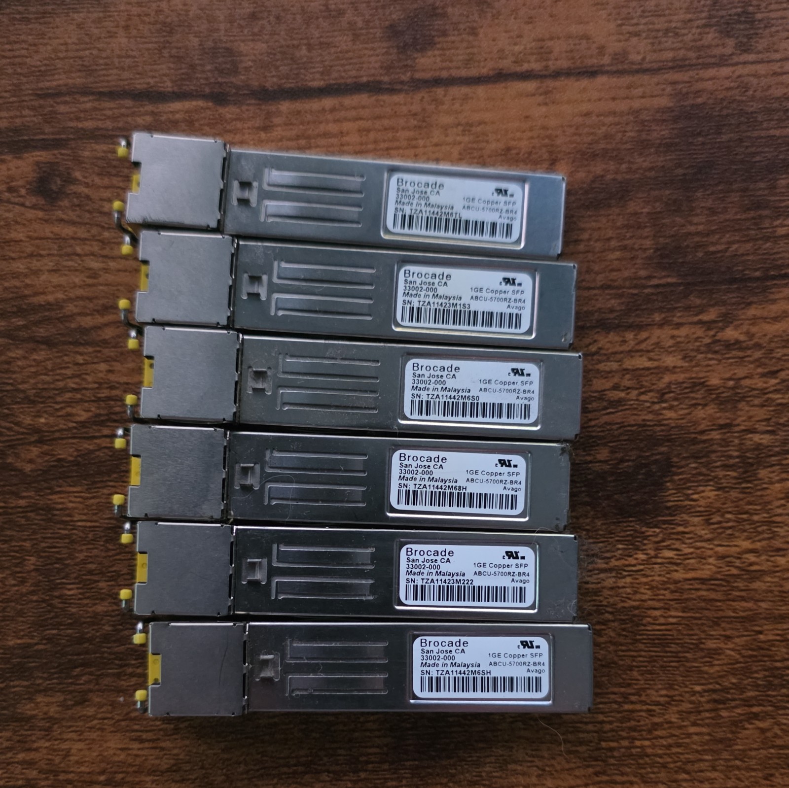 Brocade 33002-000 1000BASE-TX SFP to RJ45 Converter Transceiver Module LOT OF 6*