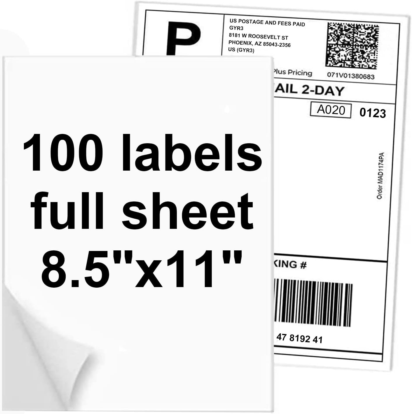 100 Full Sheets Sticker Paper for Laser & Ink Jet Printers, 8.5" X 11" Full
