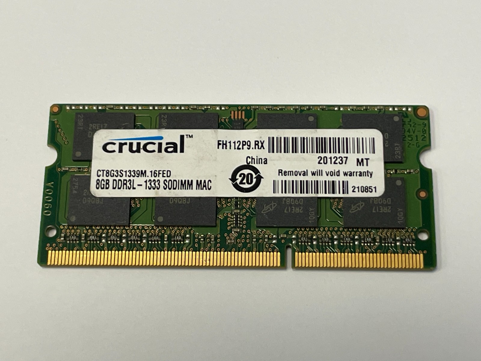 Crucial 8GB (1 Stick) PC3-10600 DDR3L 1333 SODIMM Memory CT8G3S1339M.16FED