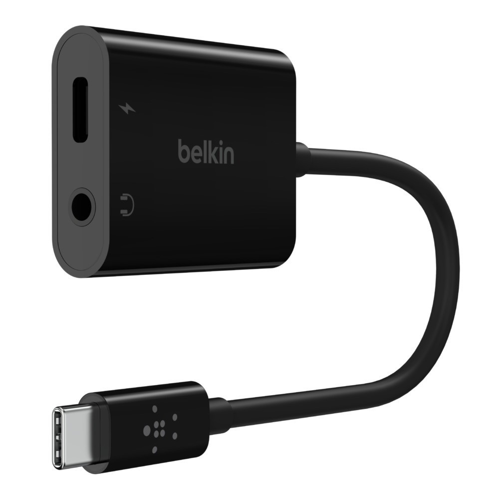 Belkin RockStar 3.5mm Audio + USB-C Charge Adapter - Black(NPA004btBK) 60W PD