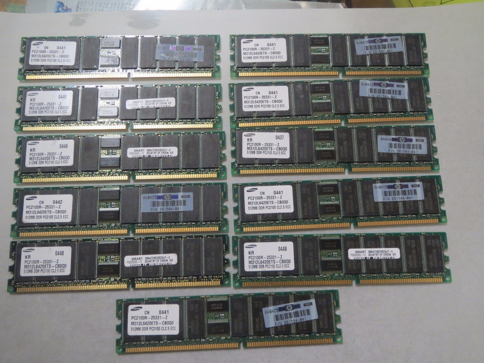 LOT OF 11 GENUINE SAMSUNG PC2100R-25331-2  HP P/N 261584-041 MEMORY RAM