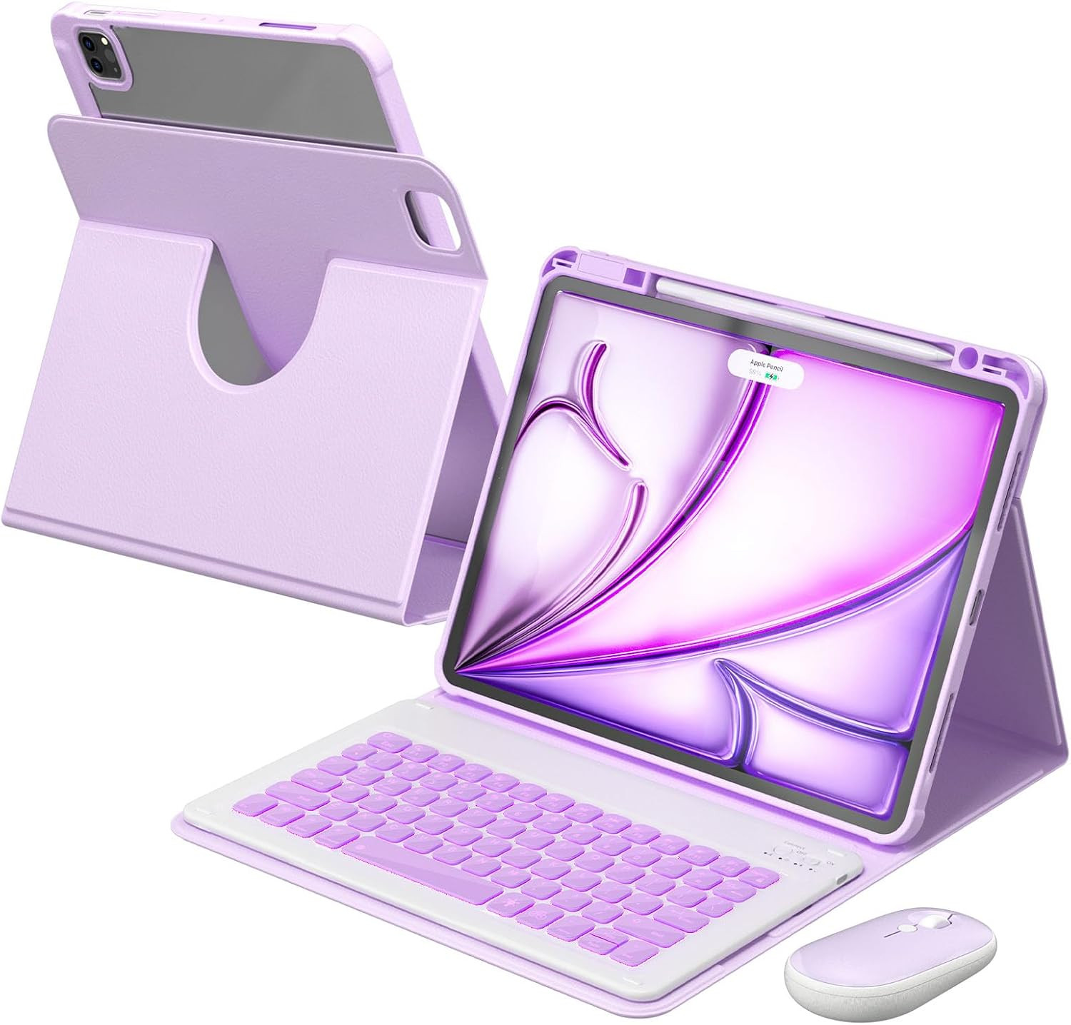 YBING for Ipad Air 13 Inch & Pro 12.9 Case with Keyboard - Mouse, 7 Colors Backl