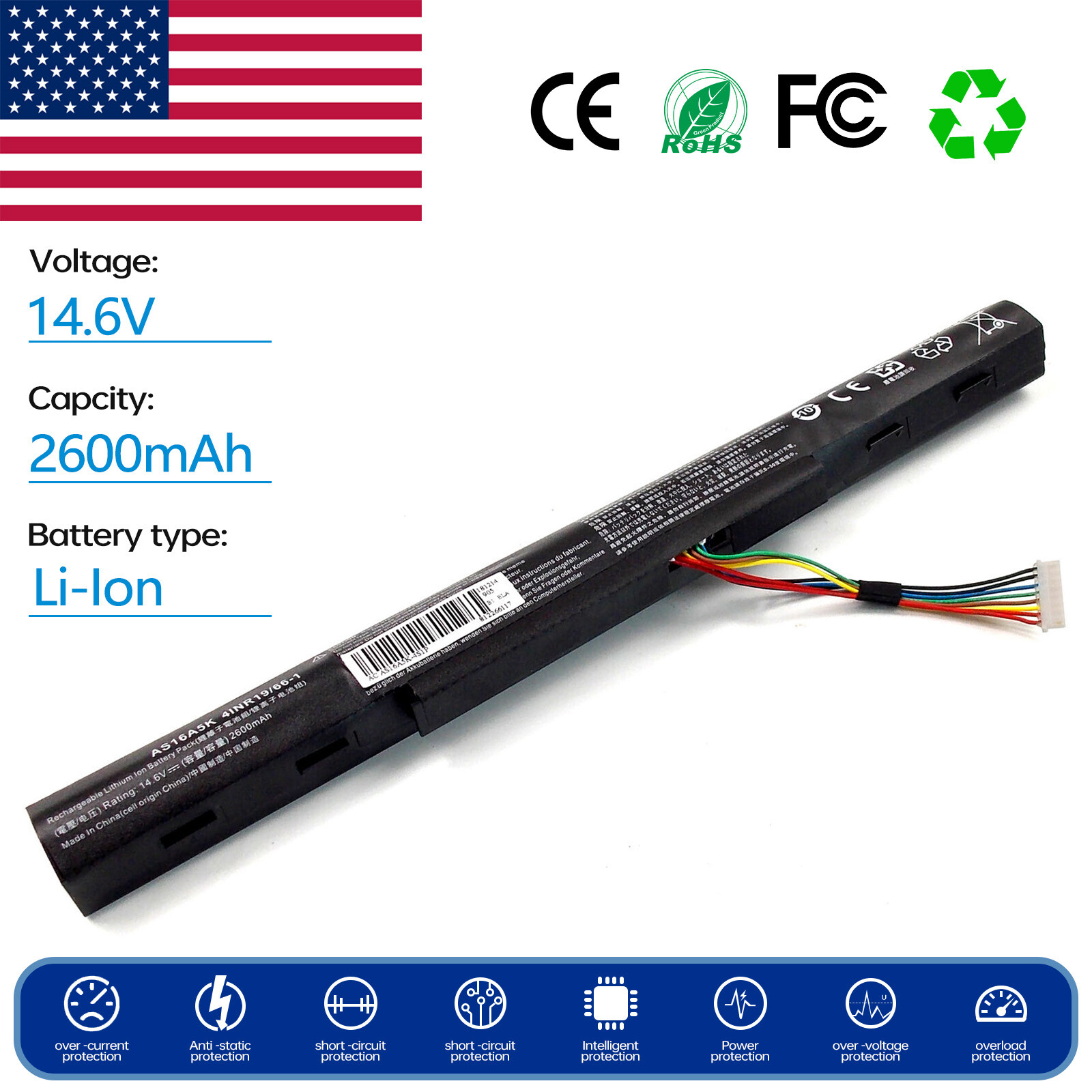 Battery for Acer Aspire E5-773G AS16B5J  E5-573T AS16B8J E5-575G