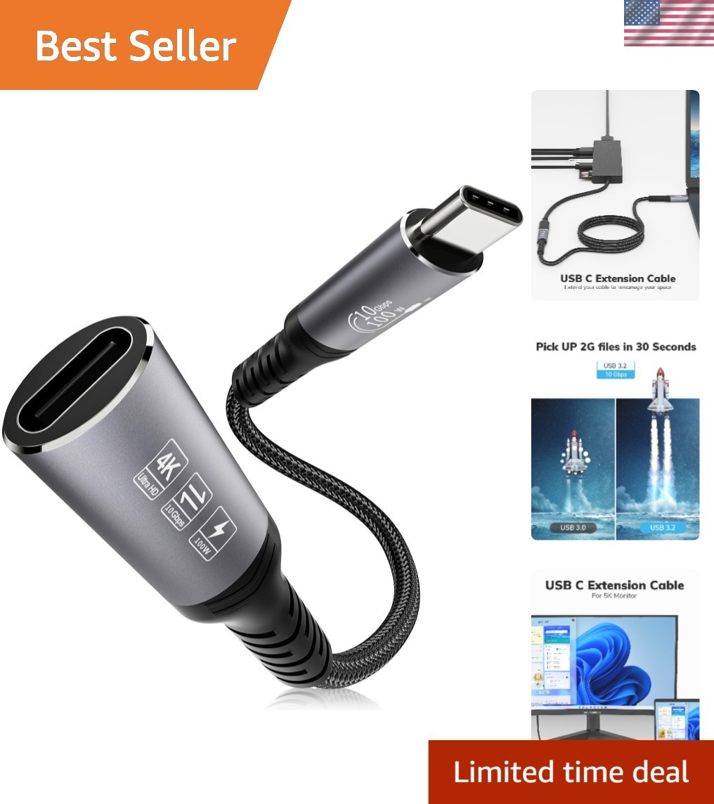 Durable USB C Cable - 100W Charging & 10Gbps Data Transfer for MacBook & iPhone