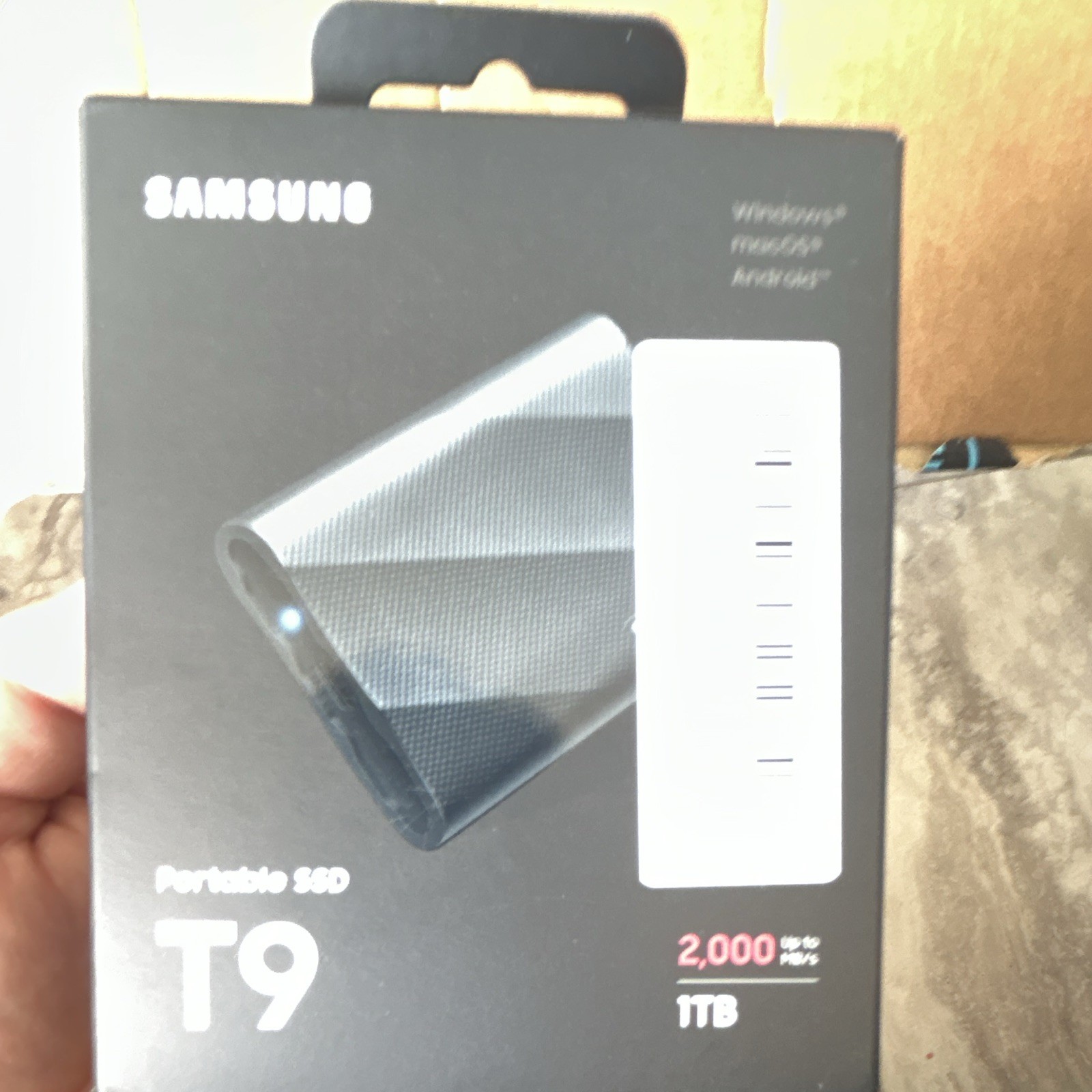 Samsung Portable SSD T9 1TB USB-C External SSD 2000MB/s Black Win/Mac/Android
