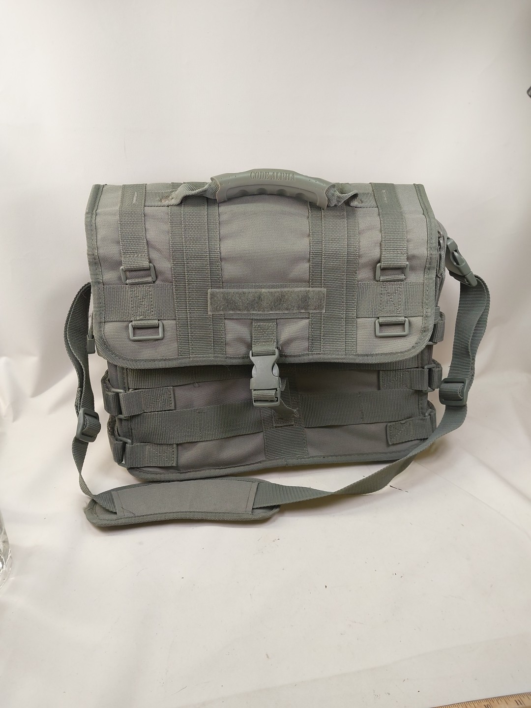 *Needs Repair* Gray Code Alpha Padded Military Tactical Laptop Messenger Bag