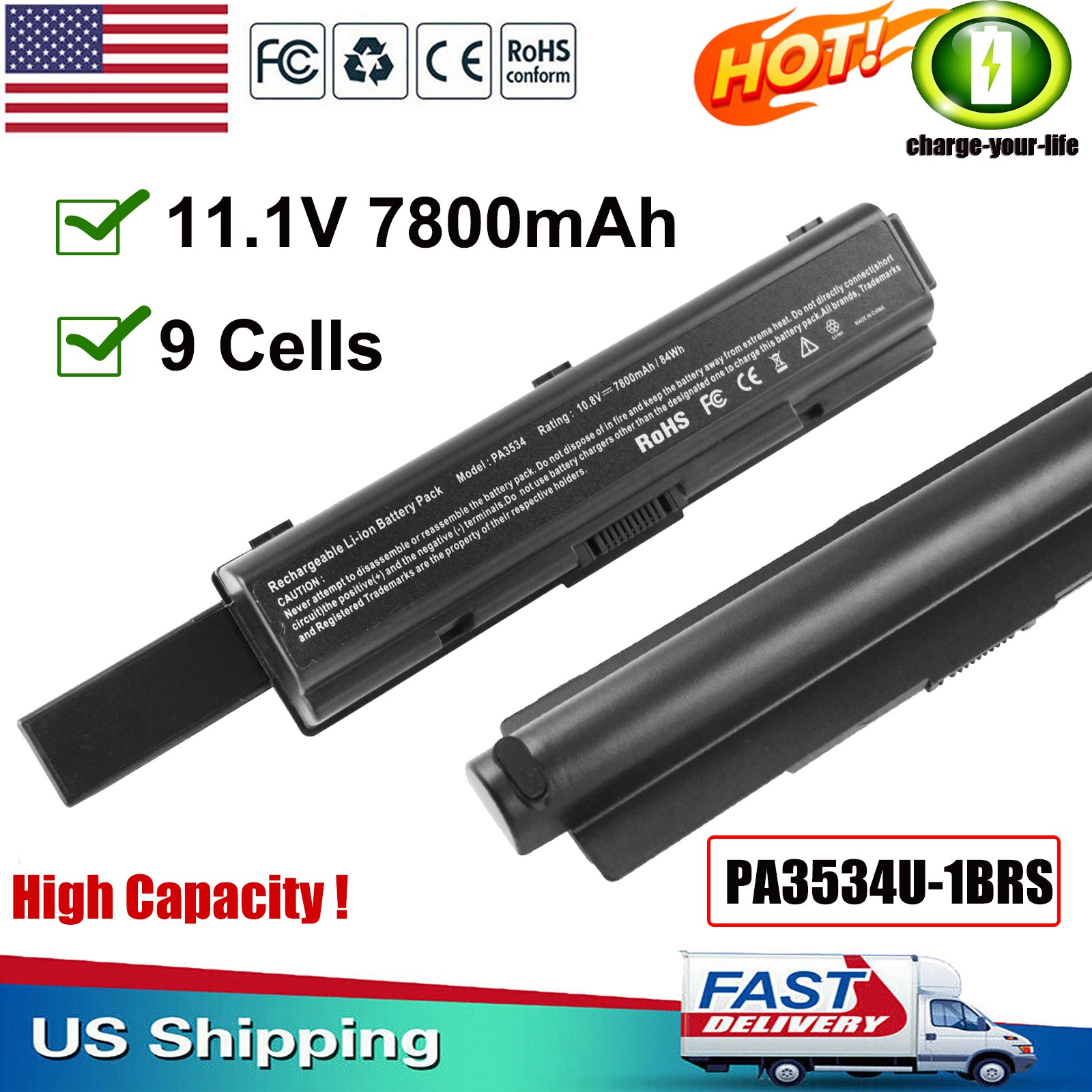 ✅PA3535U PA3534U-1BRS Battery for Toshiba Satellite A200 L300 L305 PA3727U-1BRS