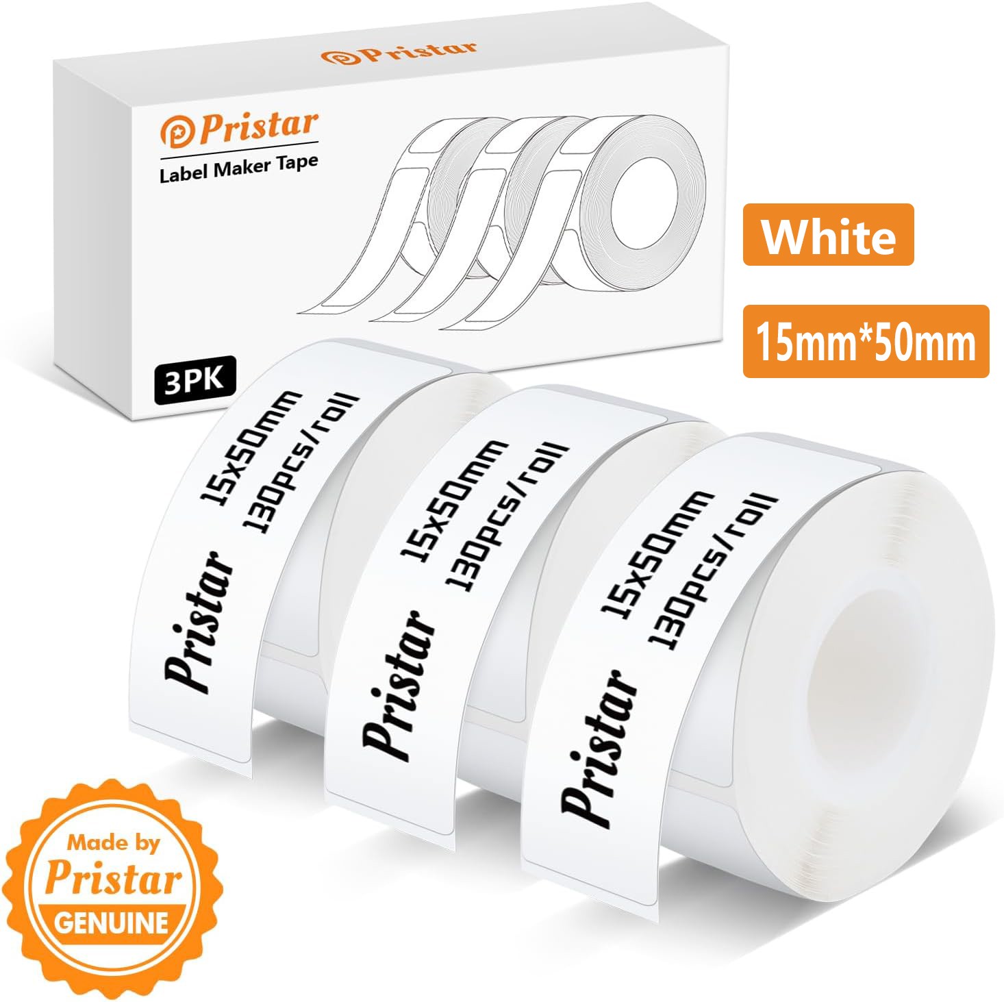 3 Rolls 15x50mm Self-Adhesive Thermal Paper Sticker 130 Labels/Roll For P15 D30