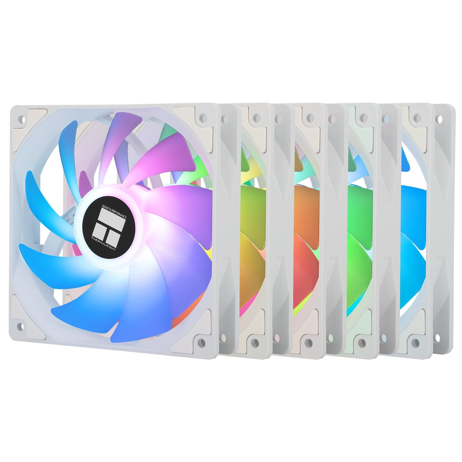 Thermalright 5 Pack TL-C12CW-S CPU Fan 120mm White ARGB Case Cooler Fan, 4pin...
