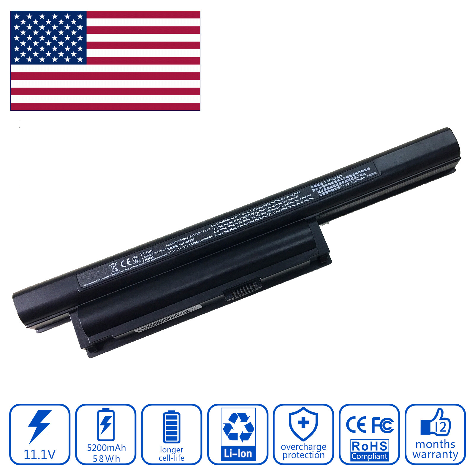 Battery for Sony Vaio VPCEB35FX/BJ VPCEB35FX/T VPCEB36GM/BJ VPCEB47GM/BJ VPCEA36