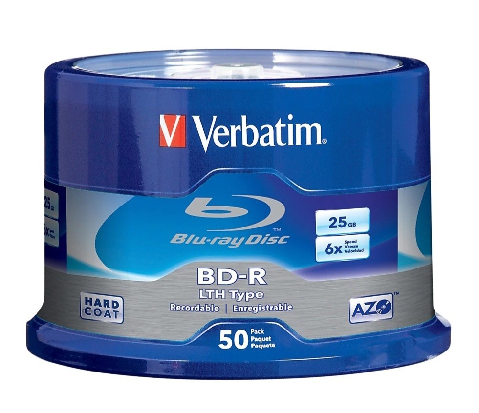 NEW SEALED - Verbatim Blu-ray Disc BD-R 25GB LTH Type 6x (50-Pack Spindle)