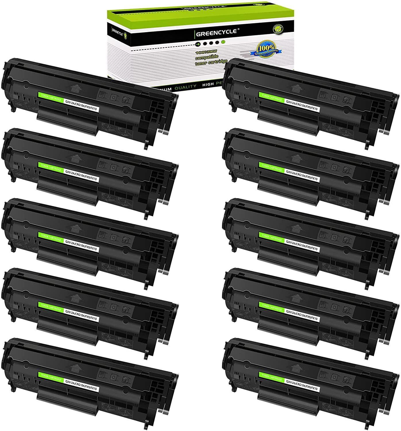 GREENCYCLE 10PK Q2612A 12A Toner Fit for HP 12A LaserJet 3050 3052 30551018 1020