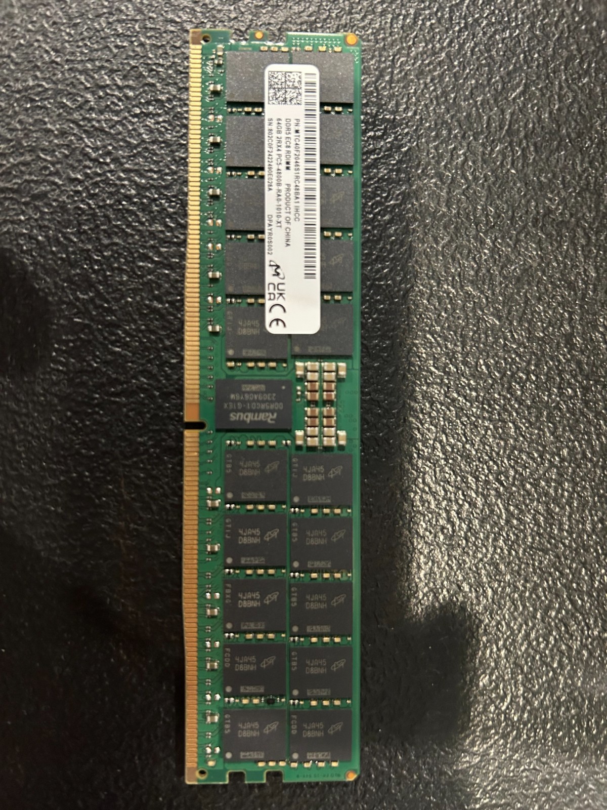 Micron 64GB DDR5-4800 PC5-38400 ECC RDIMM Server RAM MTC40F2046S1RC48BA1 2Rx4