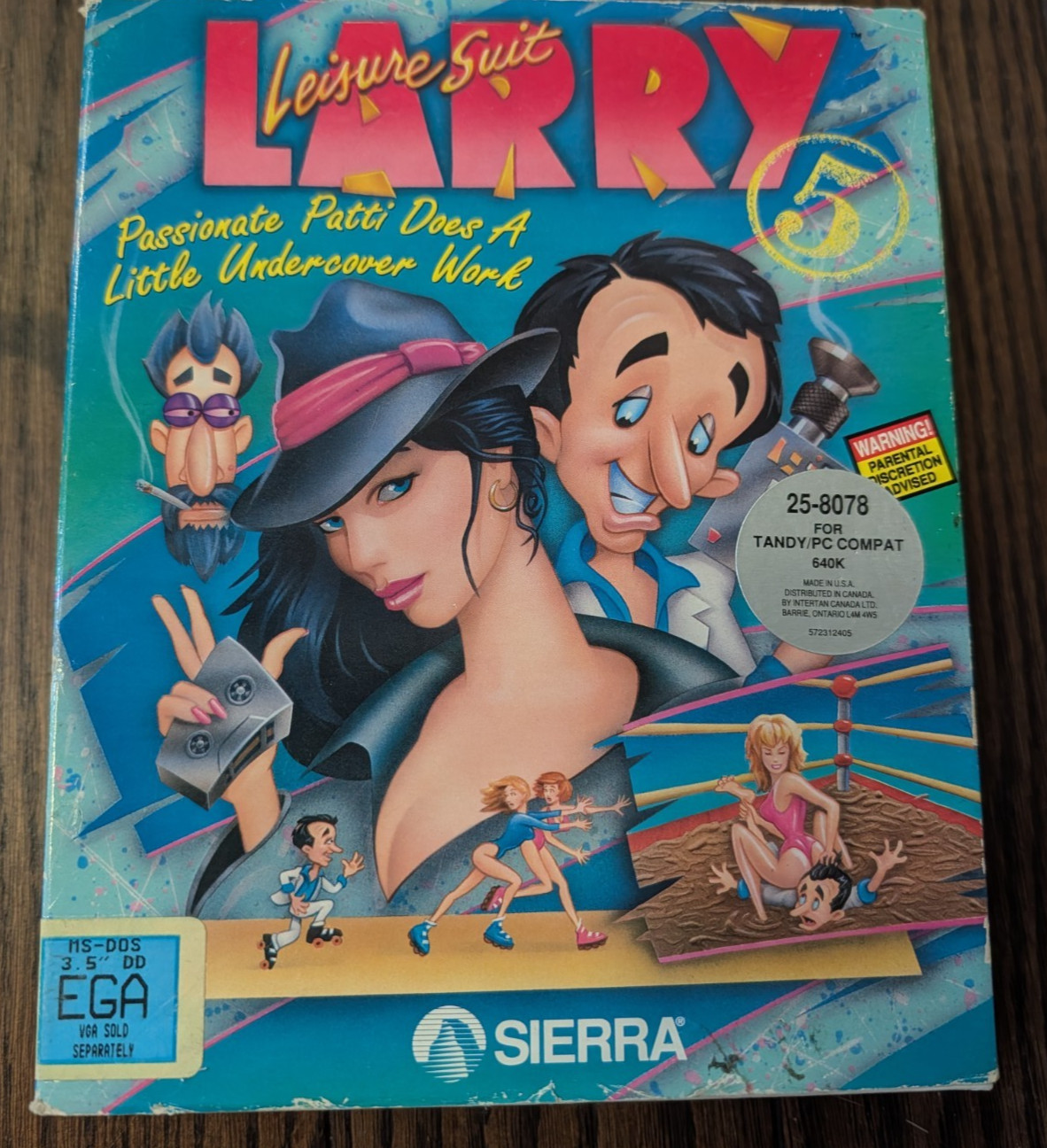 Sierra Leisure Suit Larry 5 MS-DOS Big Box PC Game w/ 3.5" Disks Manual CIB Box