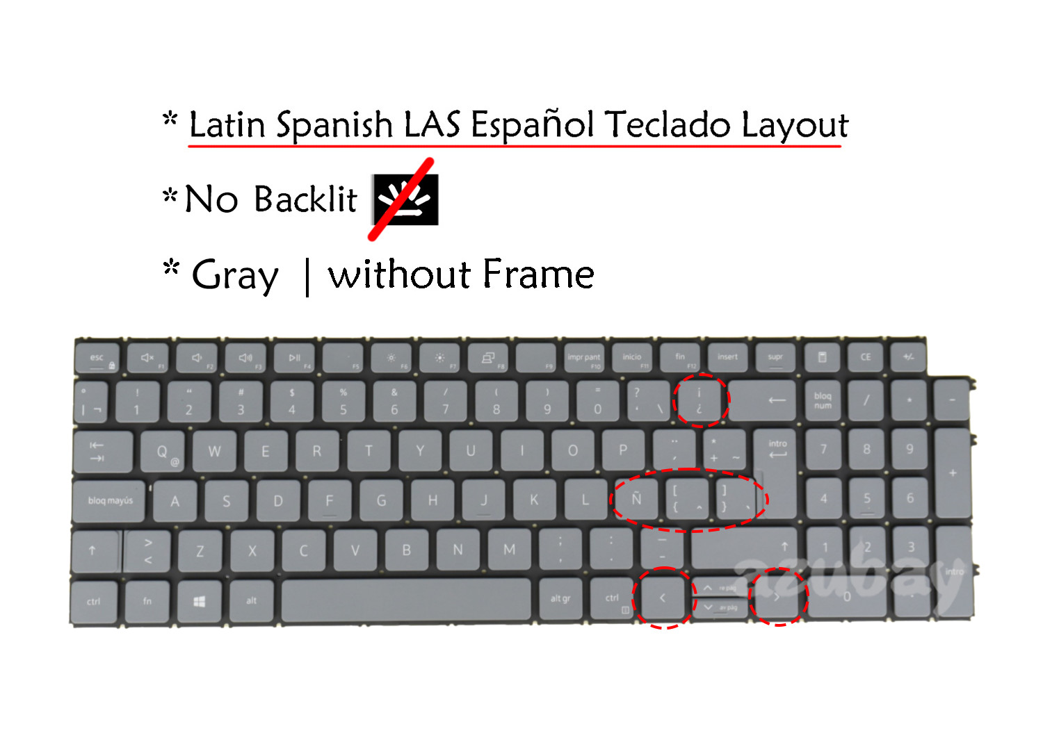 Teclado Español LA for Dell Inspiron 3510 3511 3515 3525 3520 3521 3530 Gray