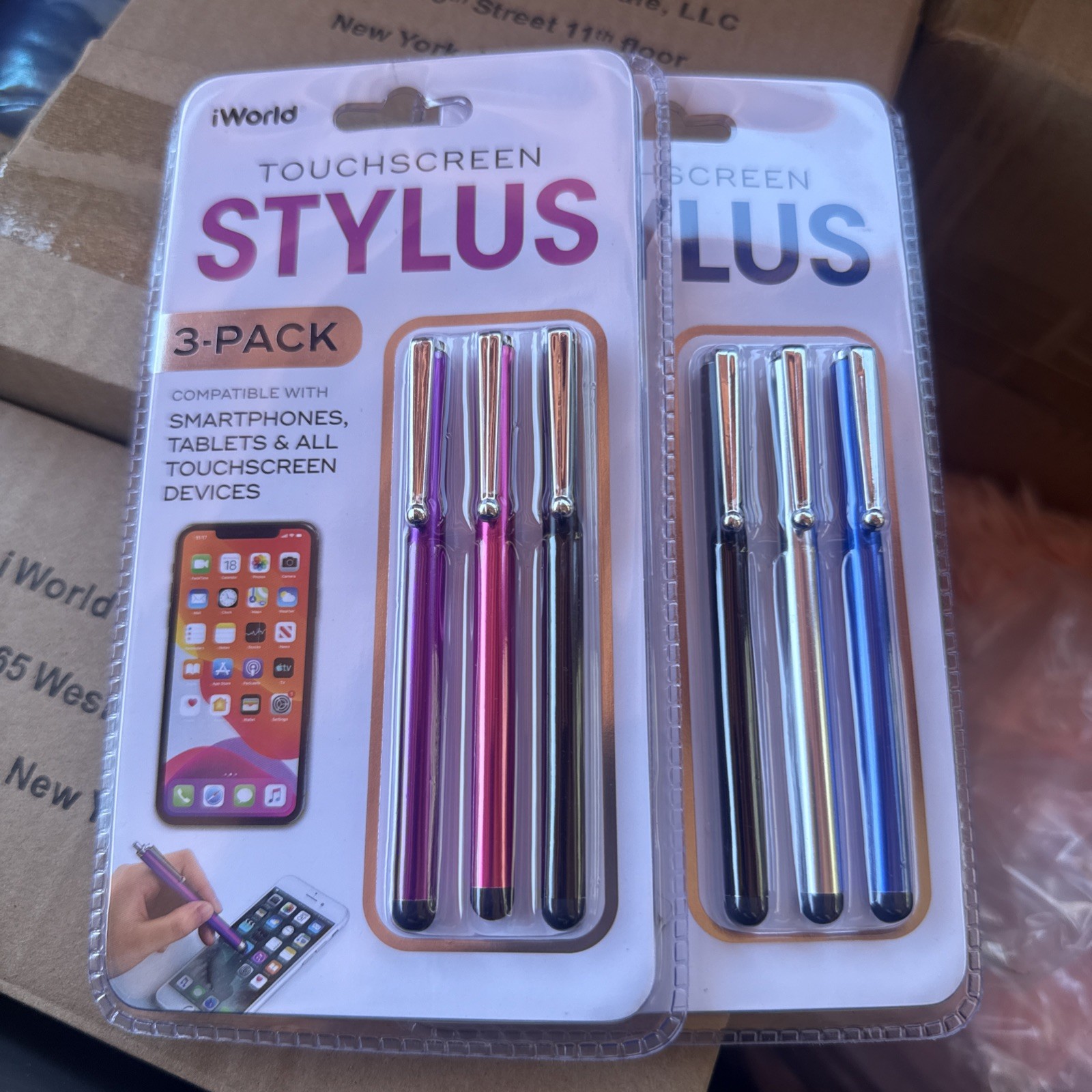 New iWorld 3 pack Touch Screen Stylus -- 2 Packs Multi Color
