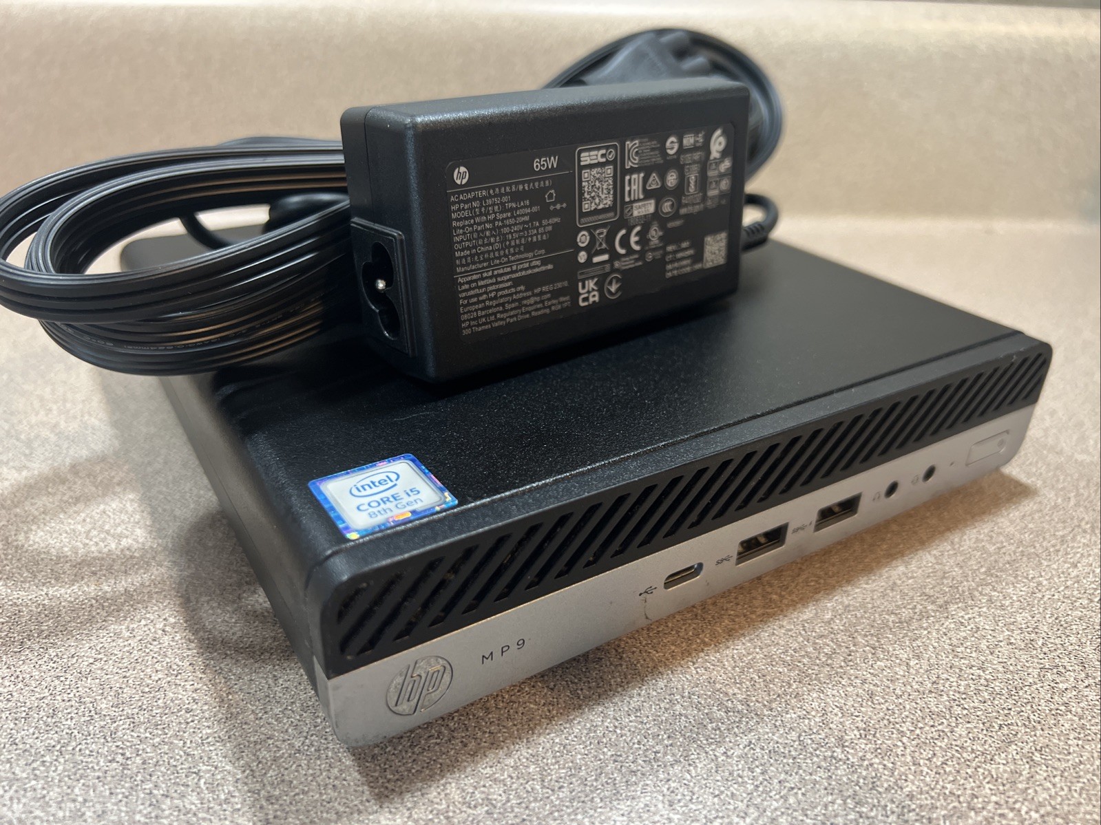 HP MP9 G4 Mini PC ProDesk 600 G4 i5-8500T 6 Core 8GB 128GB SSD Win 11 AC Adapter