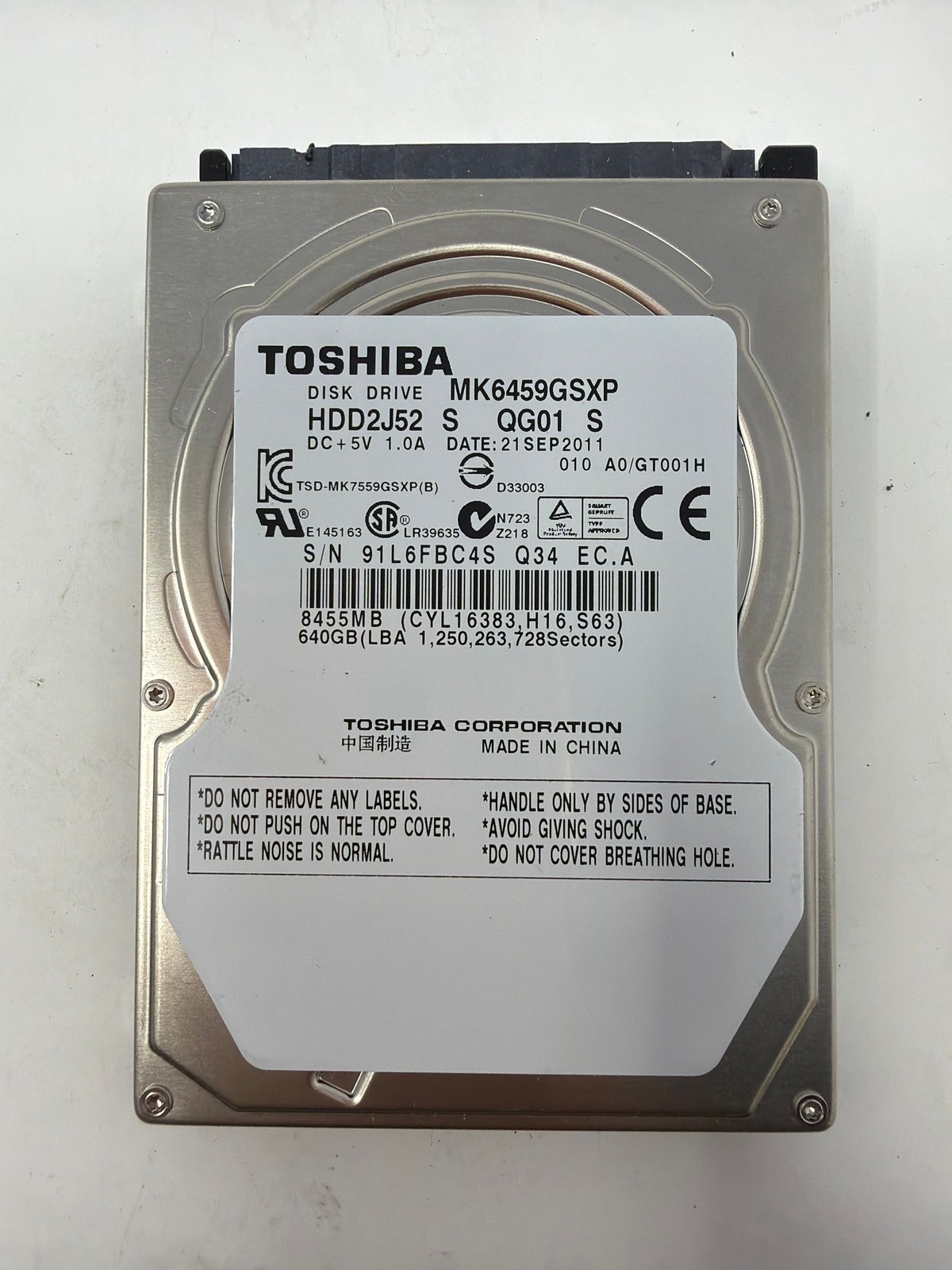 Toshiba MK6459GSXP 640GB HDD Grade B