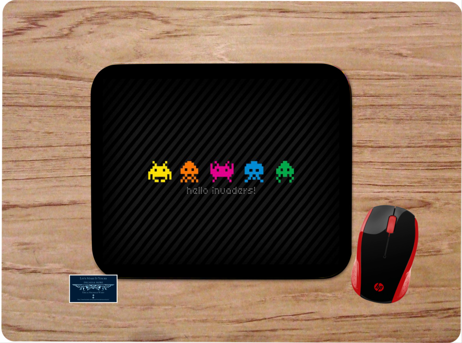 SPACE INVADERS HELLO CLASSIC GAMING ART MOUSE PAD DESK MAT HOME OFFICE WORK GIFT