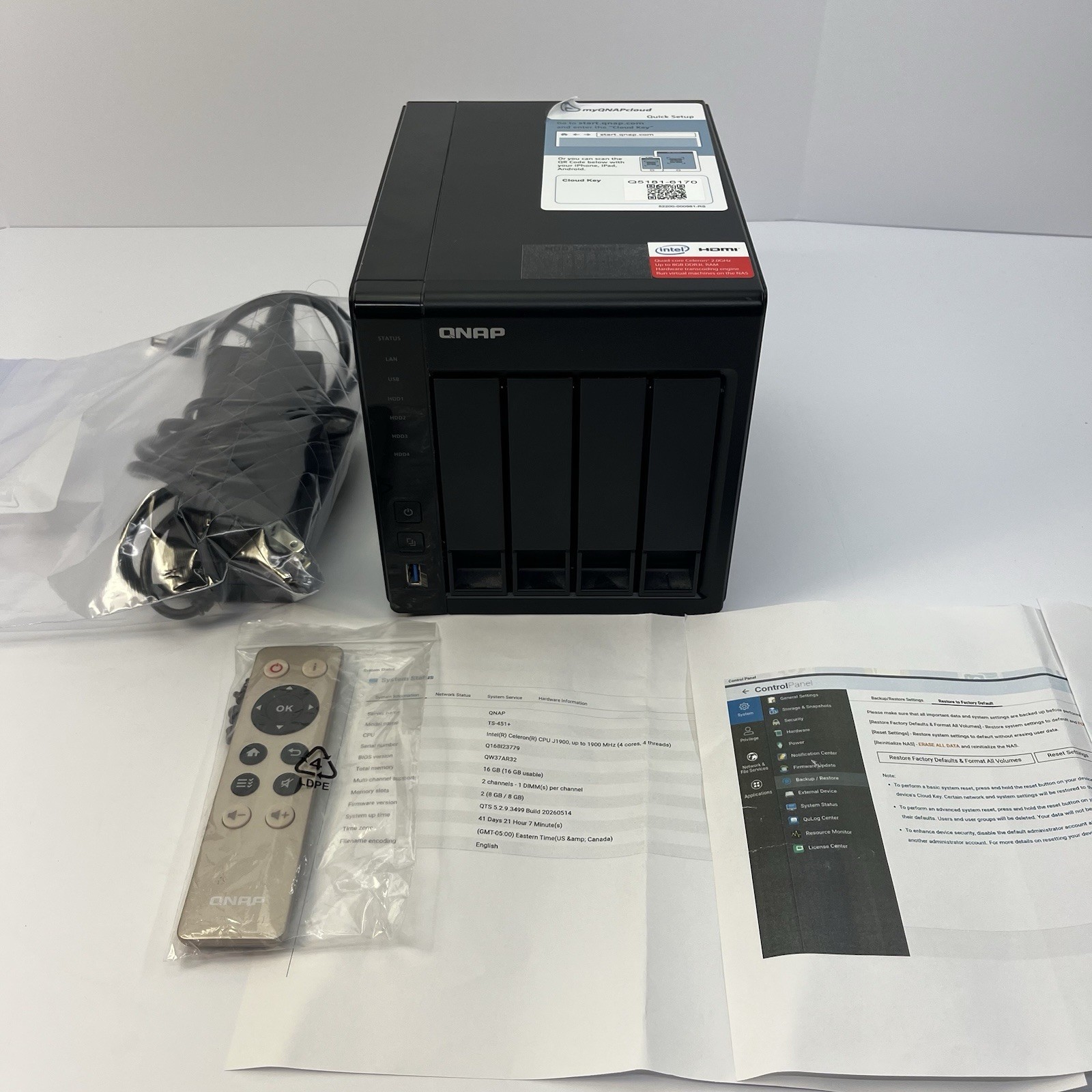 QNAP Turbo Station TS-451+ 4-Bay NAS 8 GB RAM w/ Remote Tested Working