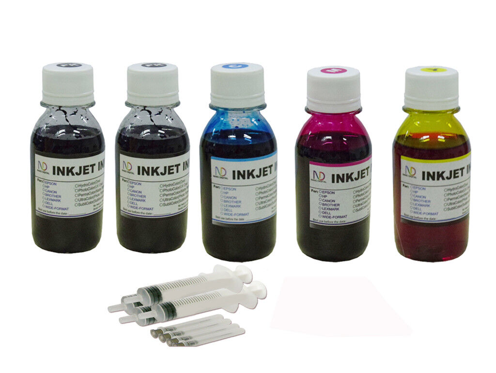 Bulk refill ink for HP inkjet printer 4 colors 5x100ML (2bk)