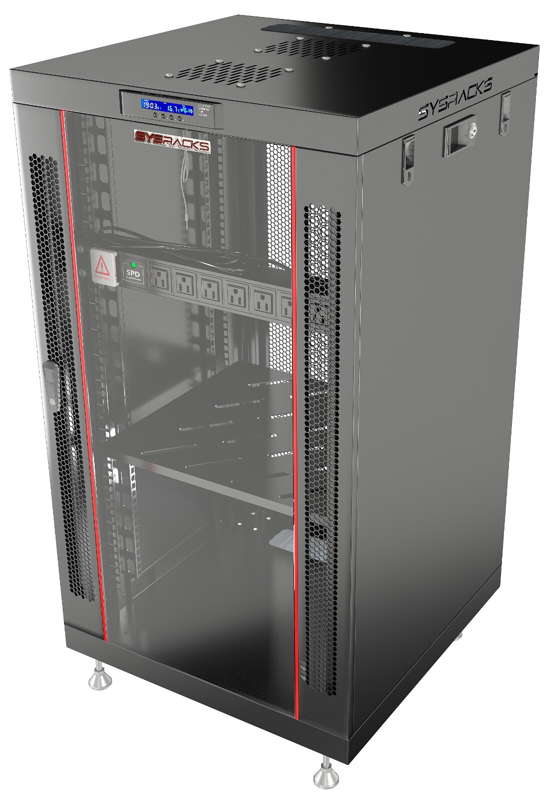Sysracks 18U Server Rack Cabinet 24" Deep 19" Network Enclosure, Fans, PDU