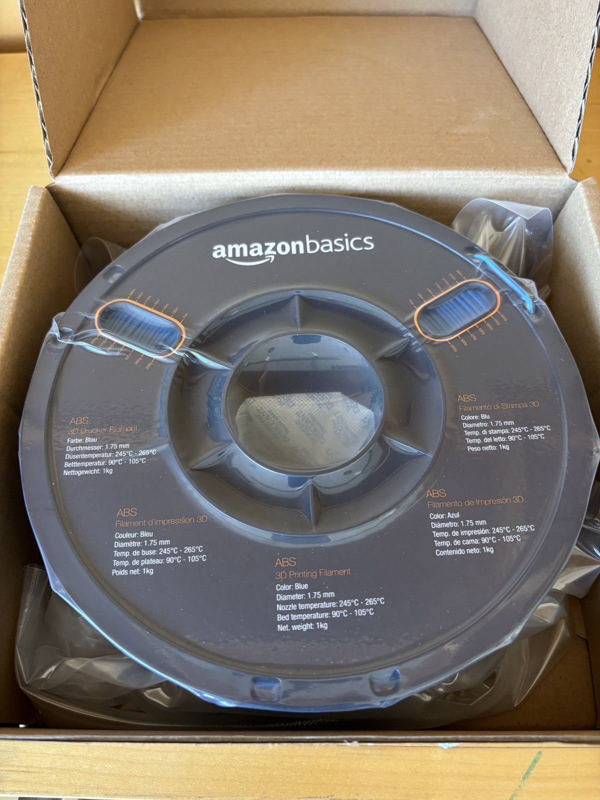 Amazon Basics ABS 3D Printer Filament, 1.75mm, Blue, 1 kg Spool