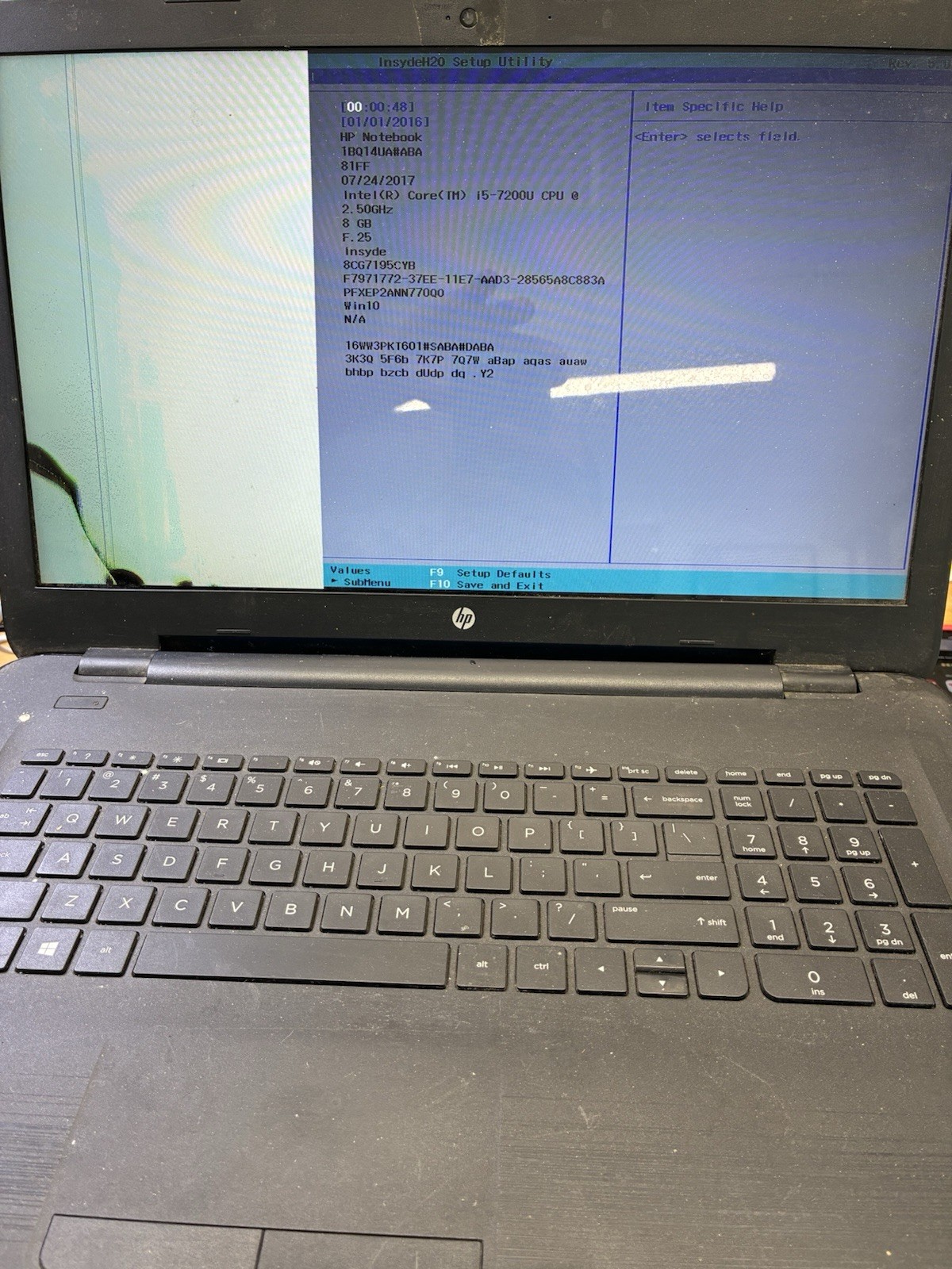 HP 17-x116dx Notebook 17.3” I5 7th Gen 2.50GHz  No Ram No HDD - READ