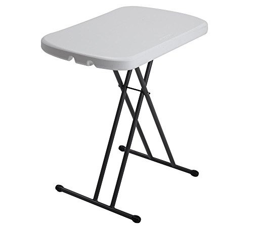 Elegant White Granite Folding Laptop Table with Adjustable Height Functionality