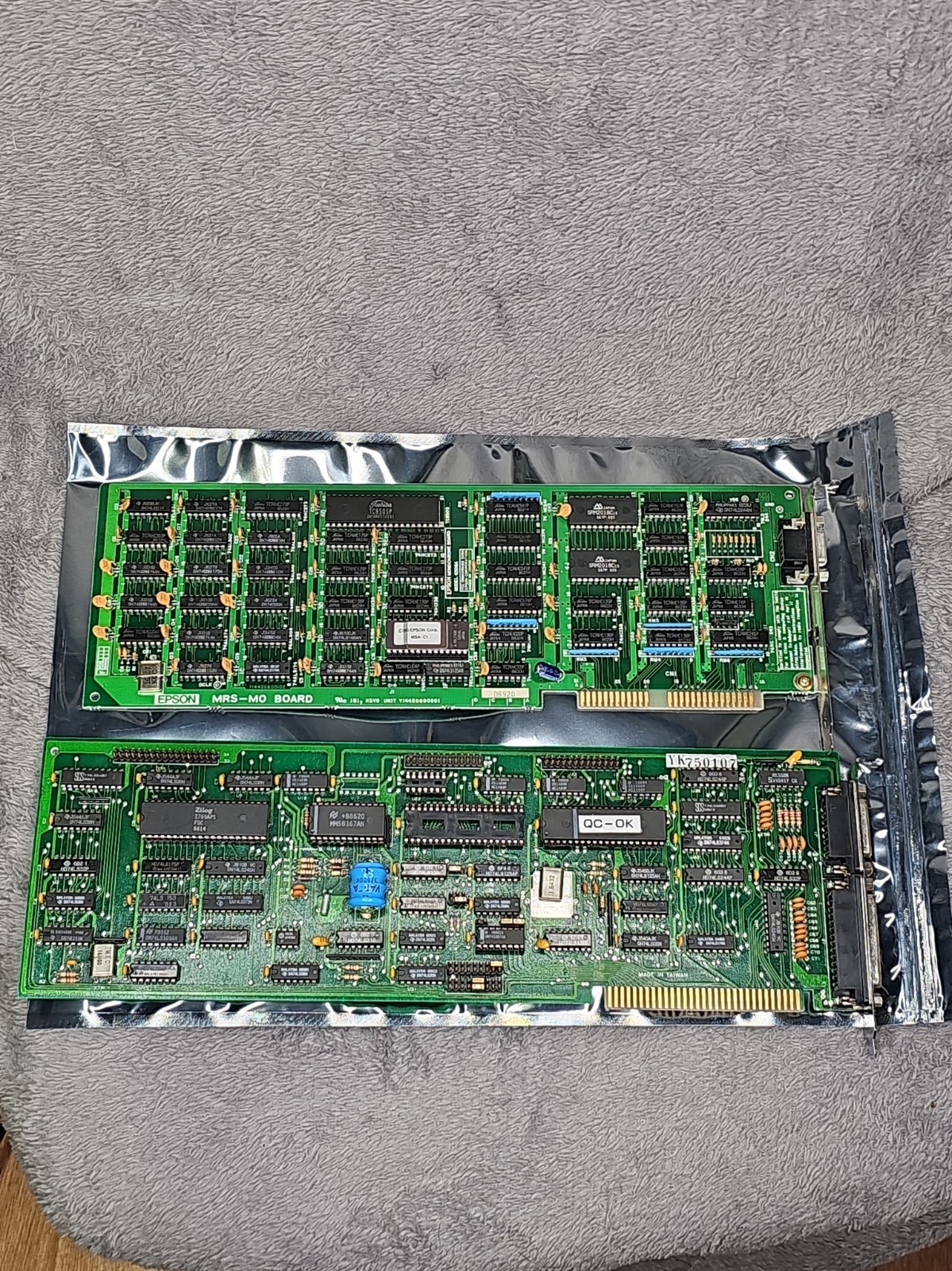 Vintage 1986 PC/XT Card Lot: Epson MRS-MO MDA Video Card & YK750107 Floppy Contr