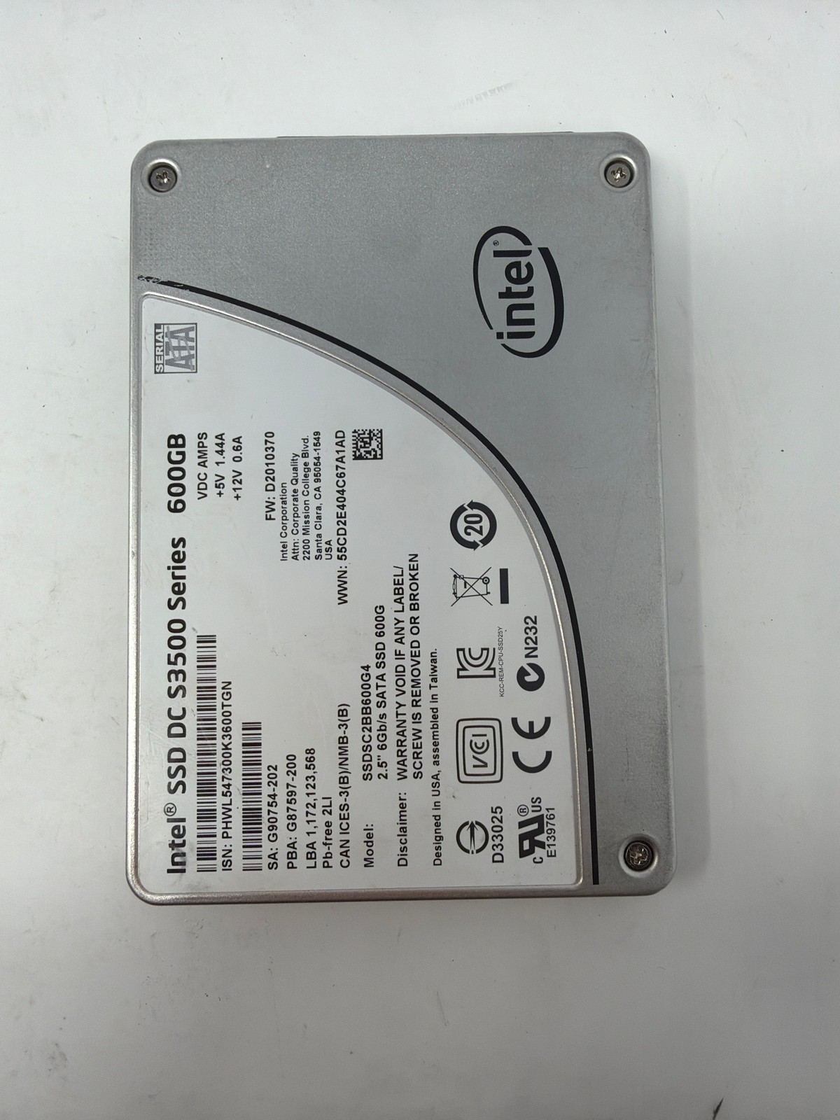 Intel SSD DC S3500 Series 640GB SATA Grade B